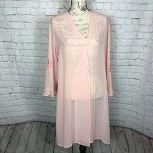 Oscar De La Renta Floral Embroidered Sheer Robe